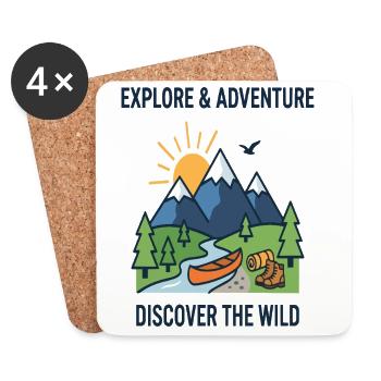 Explorer l’aventure Découvrir le canoë sauvage - Dessous de verre (lot de 4) - blanc - Devant