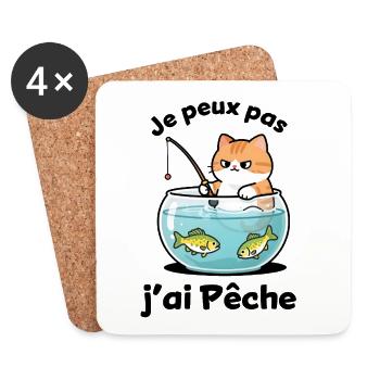 Chat pêcheur dans l'aquarium - Dessous de verre (lot de 4) - blanc - Devant