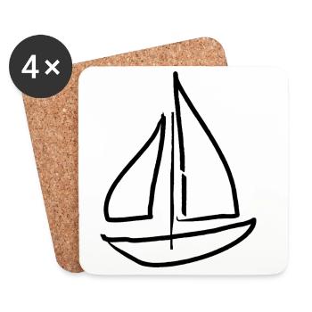 Voilier Bateau - Dessous de verre (lot de 4) - blanc - Devant