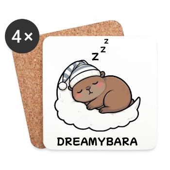 Capybara Schlafen Dreamybara – Kawaii Cozy Night - Untersetzer (4er-Set) - Weiß - Vorne