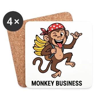 Affaires du singe voyageur aventureur singe - Dessous de verre (lot de 4) - blanc - Devant