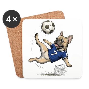 French Bulldog Soccer Pro Retro Torstürmer-Kunst - Untersetzer (4er-Set) - Weiß - Vorne