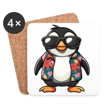 Pinguin Comic Urlaub - Untersetzer (4er-Set) - Weiß - Vorne
