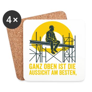 Gerüstbau, Aussicht, Handwerk Design - Untersetzer (4er-Set) - Weiß - Vorne