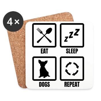 Eat Sleep Dogs Repeat - Untersetzer (4er-Set) - Weiß - Vorne