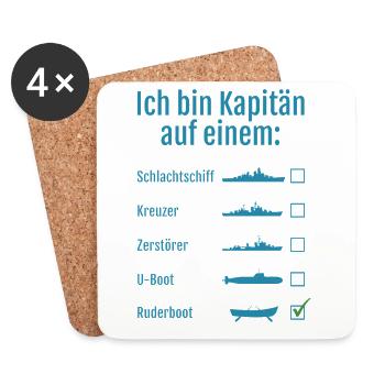 Captain on rowing boat - Coasters (set of 4) - white - Front