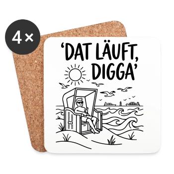 dat läuft digga strandkorb chillen urlaub meer  - Untersetzer (4er-Set) - Weiß - Vorne