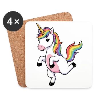 Étincelle de licorne arc-en-ciel - Dessous de verre (lot de 4) - blanc - Devant