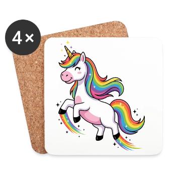 Parade de la Licorne Arc-en-ciel - Dessous de verre (lot de 4) - blanc - Devant