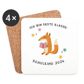 Schulkind 2026 Shirt Geschenk - Untersetzer (4er-Set) - Weiß - Vorne