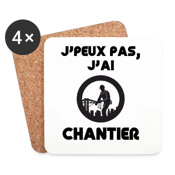 Ouvrier urbain en cercle silhouette - Dessous de verre (lot de 4) - blanc - Devant
