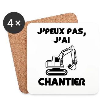 Chantier construction bâtiment  - Dessous de verre (lot de 4) - blanc - Devant