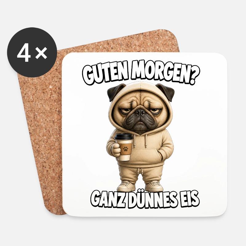 Lustiges Morgenmuffel Design mit Kaffee - Untersetzer (4er-Set) - Weiß