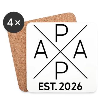 Papa Est 2026 Minimalist Cross Noir - Dessous de verre (lot de 4) - blanc - Devant