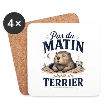 Pas du matin, plutôt terrier - Dessous de verre (lot de 4) - blanc - Devant