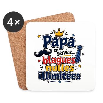 Papa blagues nulles illimitées - Dessous de verre (lot de 4) - blanc - Devant