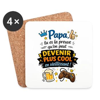 Papa, preuve que l'âge brille - Dessous de verre (lot de 4) - blanc - Devant