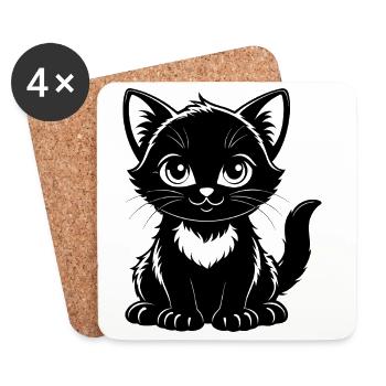 Cute cat - Coasters (set of 4) - white - Front