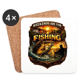 Les week-ends sont consacrés à la pêche – Carp Angler Design - Dessous de verre (lot de 4) - blanc - Devant