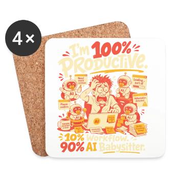 AI Babysitter Productive Chaos - Coasters (set of 4) - white - Front
