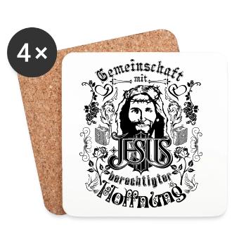 Jesus Kalligraphie Design in schwarz - Untersetzer (4er-Set) - Weiß - Vorne
