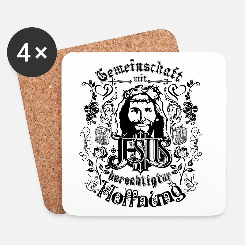 Jesus Kalligraphie Design in schwarz - Untersetzer (4er-Set) - Weiß