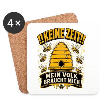 Keine Zeit Mein Volk braucht mich Imker Shirt - Untersetzer (4er-Set) - Weiß - Vorne