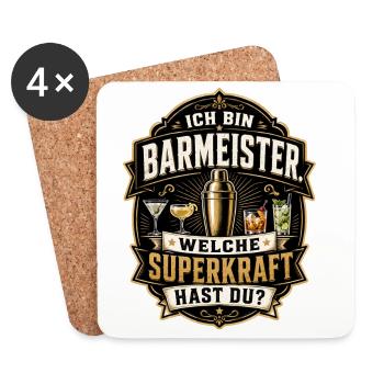 Ich bin Barmeister – Welche Superkraft hast du? - Untersetzer (4er-Set) - Weiß - Vorne