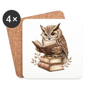Hibou de lecture - Dessous de verre (lot de 4) - blanc - Devant