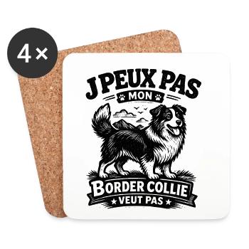 Je peux pas Border Collie - Dessous de verre (lot de 4) - blanc - Devant