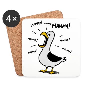 Humour Maman - Design Goéland "Maman ! Maman !" - Dessous de verre (lot de 4) - blanc - Devant