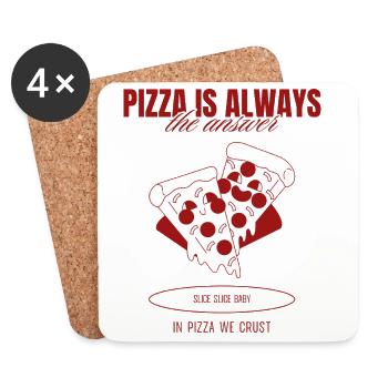 Pizza Ist Die Antwort T-Shirt - Untersetzer (4er-Set) - Weiß - Vorne