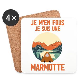 Je m'en fous je suis une marmotte - Dessous de verre (lot de 4) - blanc - Devant