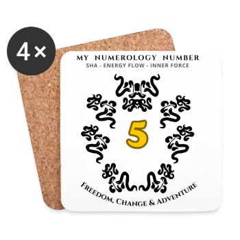 Numer_5 Symbol der Energie von Freiheit, Wandel und Abenteuer - Untersetzer (4er-Set) - Weiß - Vorne