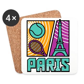 Paris Tennis Tournament Shirt, Retro Tennis - Coasters (set of 4) - white - Front