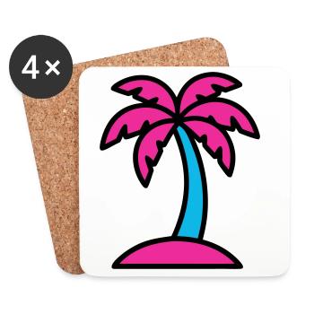Vaporwave des années 90 de Neon Palm Tree - Dessous de verre (lot de 4) - blanc - Devant