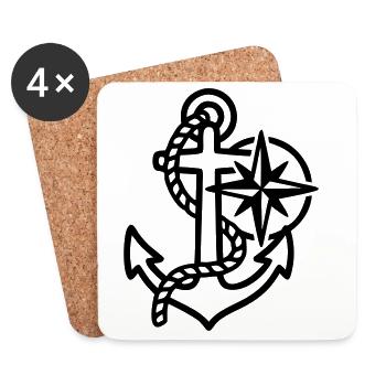 Anchor Wind Rose Maritime Logo - Coasters (set of 4) - white - Front