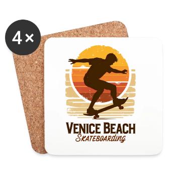 Venice Beach Skateboard Sunset - Untersetzer (4er-Set) - Weiß - Vorne