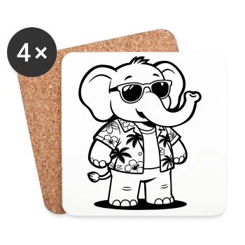 Vacances d’éléphants - Dessous de verre (lot de 4) - blanc - Devant