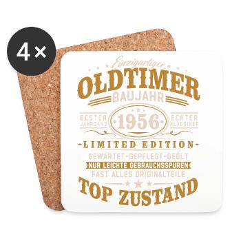 Oldtimer Baujahr 1956 Geburtsjahr Geburtstag - Untersetzer (4er-Set) - Weiß - Vorne
