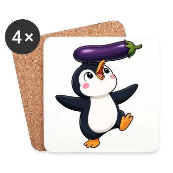 Süßer Pinguin Tanzen Balancieren Gemüse Vegan  - Untersetzer (4er-Set) - Weiß - Vorne