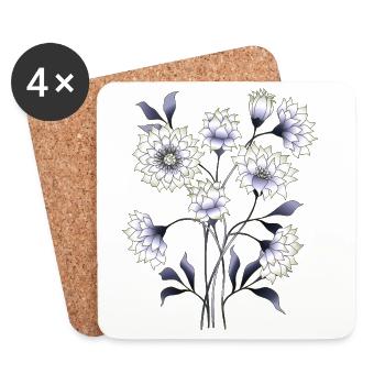 Blumen - Untersetzer (4er-Set) - Weiß - Vorne