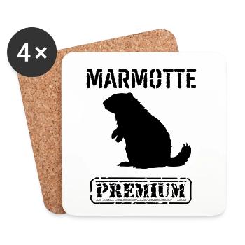 Marmotte premium  - Dessous de verre (lot de 4) - blanc - Devant