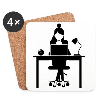 Woman Computer Job Office - Coasters (set of 4) - white - Front