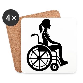 Femme en fauteuil roulant - Dessous de verre (lot de 4) - blanc - Devant