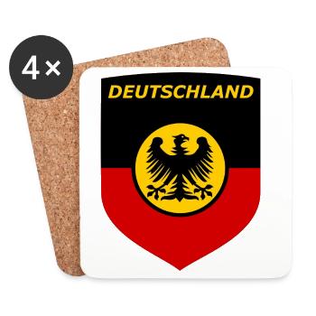 Deutschland Schildflagge mit Adler - Untersetzer (4er-Set) - Weiß - Vorne