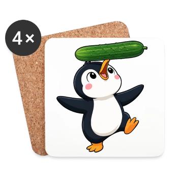 Süßer Pinguin Comic Gurke Artist Gleichgewicht - Untersetzer (4er-Set) - Weiß - Vorne