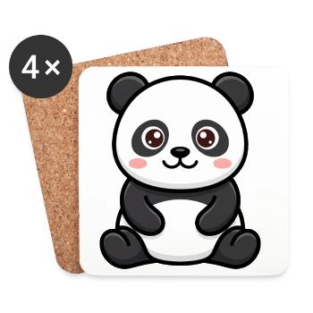 Panda Plush Kawaii Cartoon - Coasters (set of 4) - white - Front