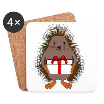Cadeau de Hérisson Joyeux – Une Surprise Mignonne - Dessous de verre (lot de 4) - blanc - Devant