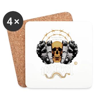 Cercle crâné avec fil barbelé - Dessous de verre (lot de 4) - blanc - Devant